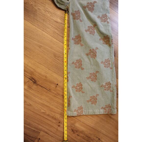 NWT Mystree Embroidered Corduroy Jumpsuit Sage Green Floral Size Small - Picture 9 of 10